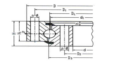 Một hàng bốn điểm Tiếp xúc Loại bi Vòng bi quay (Loại không bánh răng)